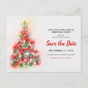 Weihnachtsfeier für Wasserfarben Save the Date Feiertagspostkarte