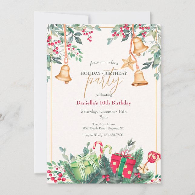 Weihnachtsfeier Geburtstagsparty Einladung (Vorderseite)