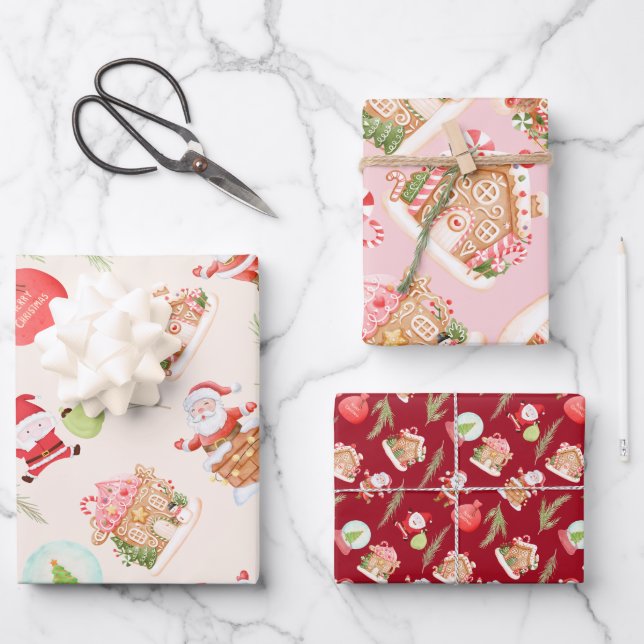 Weihnachtsfeier Geschenkpapier Set (Vorderseite)