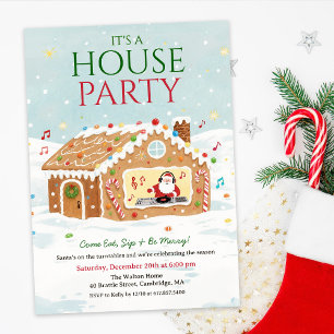 Weihnachtsfeier Gingerbread-Hausparty Einladung