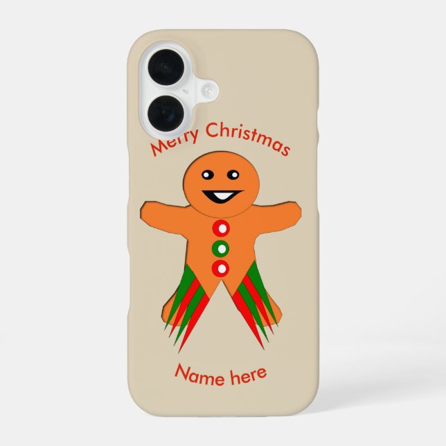 Weihnachtsfeier-Gingerbread-Mann iPhone 16 Hülle (Rückseite)