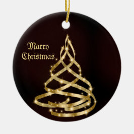 Weihnachtsfeier Glänzendes Goldenes Band Baum Keramik Ornament