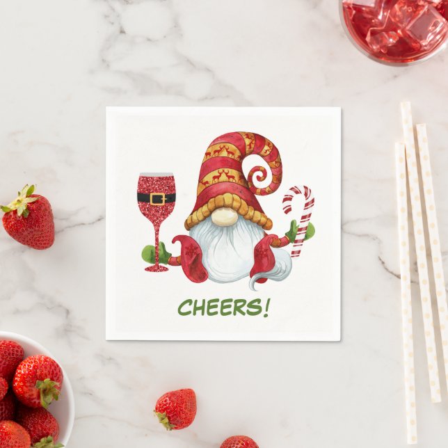 Weihnachtsfeier Gnom Prost  Serviette (Beispiel)