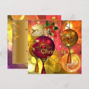 Weihnachtsfeier Gold Gelb Grün Rot Xmas Einladung