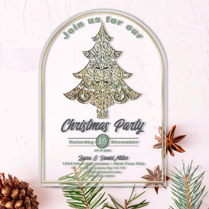 Weihnachtsfeier Gold & Katzenminze Grün Filigran B Acryleinladungen