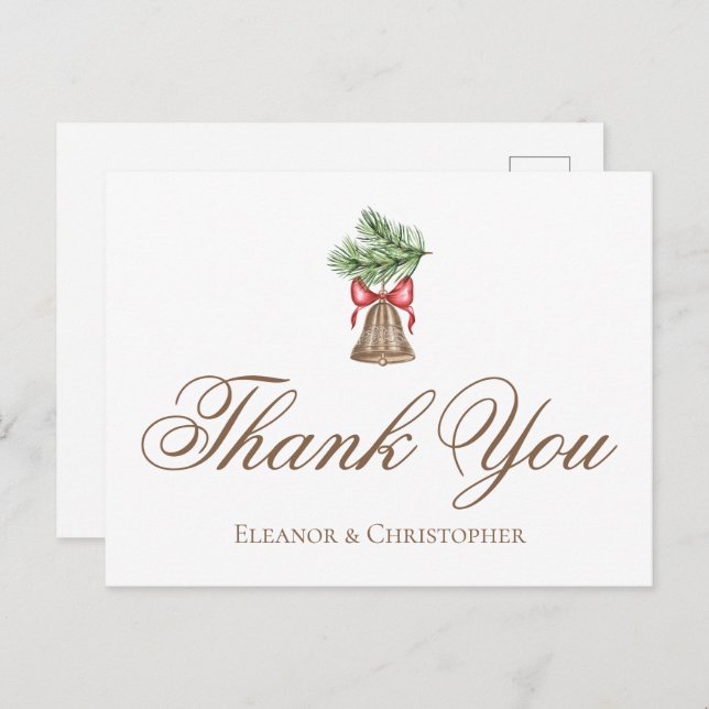 Weihnachtsfeier Hochzeit Custom Vielen Dank Postkarte (Vorne/Hinten)