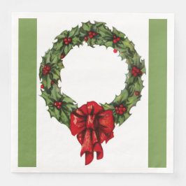 Weihnachtsfeier Holly Wreath und Berries Green Serviette