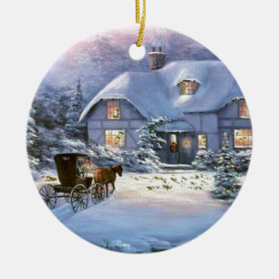 Weihnachtsfeier Hütte Keramikornament