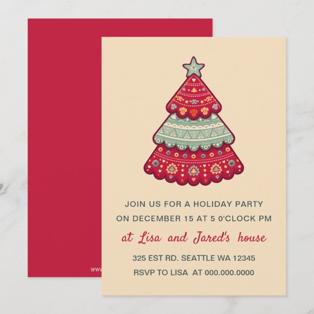 Weihnachtsfeier im niedlichen Muster Einladung (Vorne/Hinten)