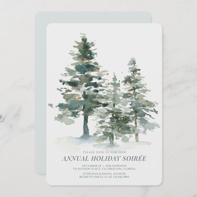 Weihnachtsfeier im Pinienwald Einladung (Vorne/Hinten)