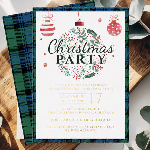 Weihnachtsfeier im rustikalen Campbell-Tartan Gold Folieneinladung