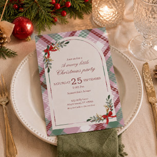 Weihnachtsfeier im Soft-Pastell-Karo Einladung
