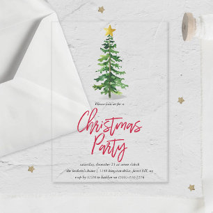 Weihnachtsfeier im Wasserfarben Pine Tree Acryleinladungen