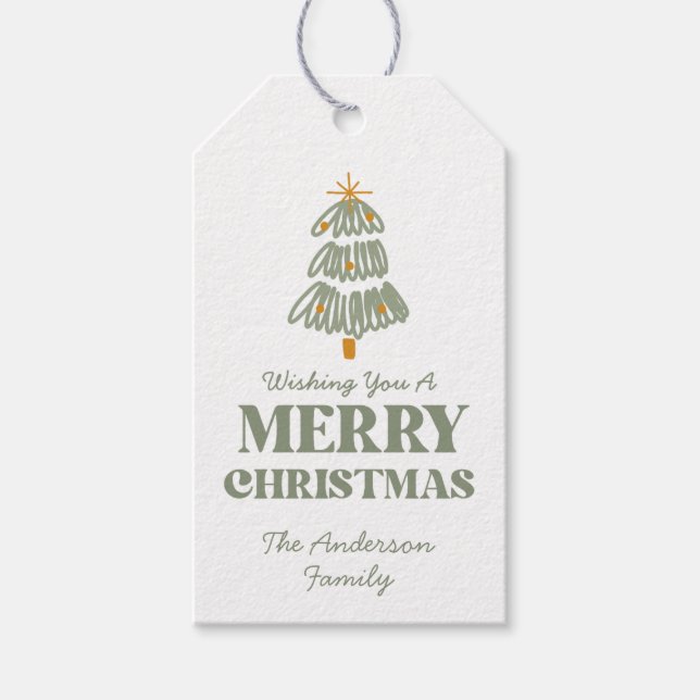 Weihnachtsfeier in Grün und Gold Geschenkanhänger (Vorderseite)