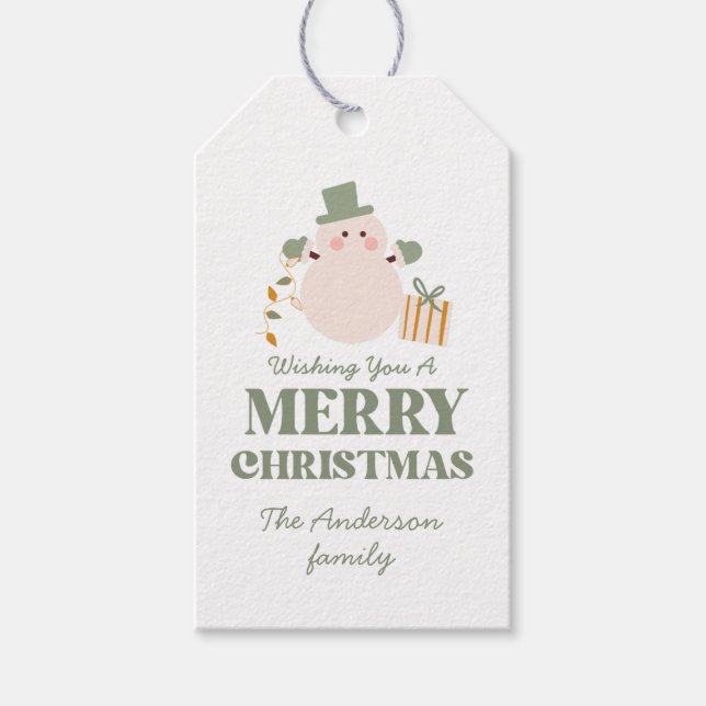 Weihnachtsfeier in Grün und Gold Geschenkanhänger (Vorderseite)