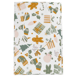 Weihnachtsfeier in Grün und Gold Mittlere Geschenktüte