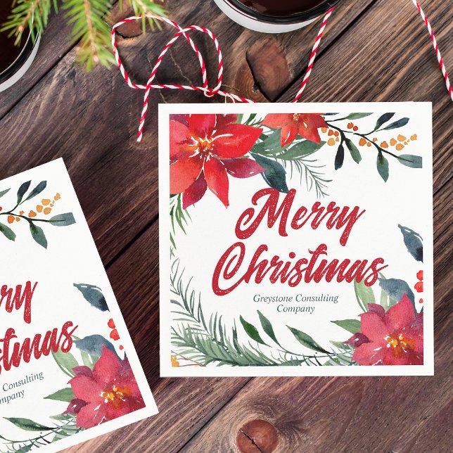 Weihnachtsfeier in Poinsettia Floral Company Serviette (Von Creator hochgeladen)