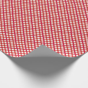 Weihnachtsfeier in Red Gingham überprüft Geschenkpapier