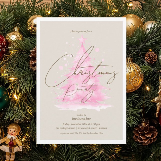 Weihnachtsfeier in Rosa Einladung (Corporate Pink Christmas Tree Holiday Party Invitation)