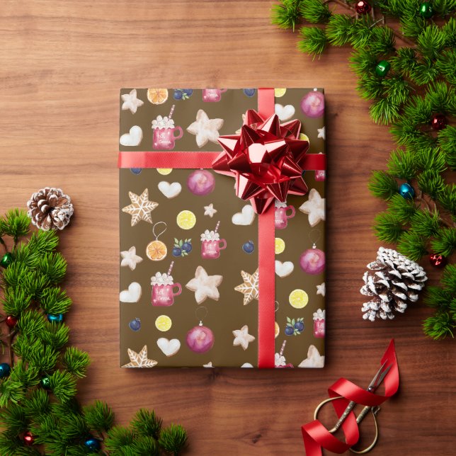 Weihnachtsfeier Ingwerbrot Wasserfarbe Geschenkpapier (Feiertagsgeschenk)
