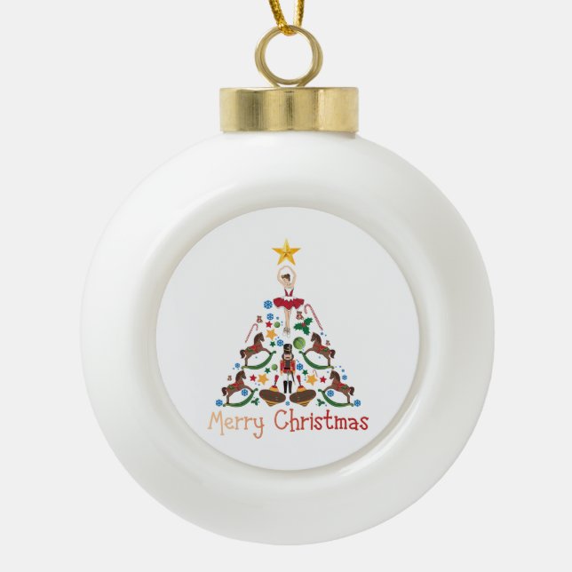 Weihnachtsfeier Keramik Kugel-Ornament (Vorderseite)