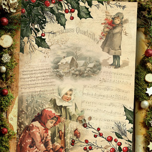 Weihnachtsfeier, Kinder, Musikdekoupage Seidenpapier