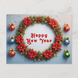 Weihnachtsfeier Kranz 🎄✨Poinsettien-Schmuck Feiertagspostkarte