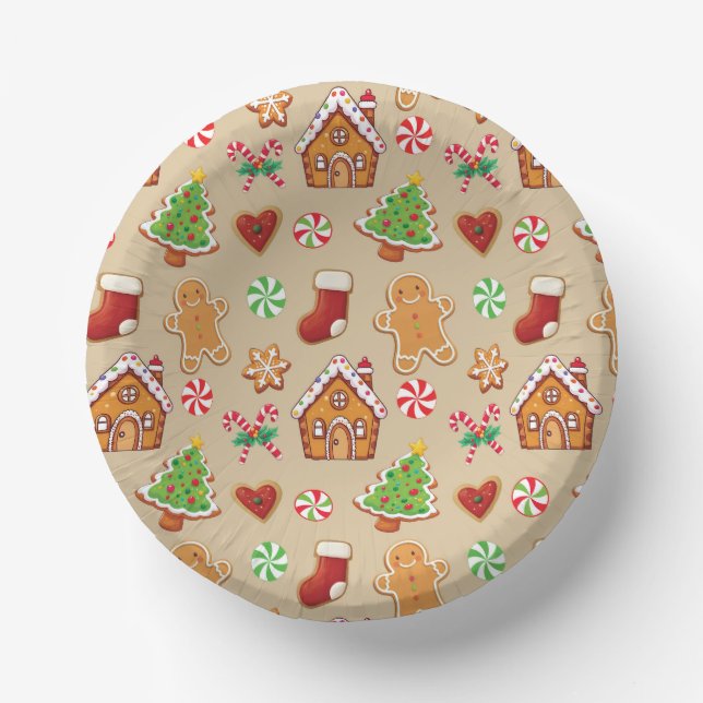 Weihnachtsfeier Lebkuchen-Papierplatten Pappteller (Vorderseite)