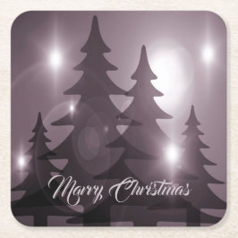 Weihnachtsfeier Lila Rosa Bäume Rechteckiger Pappuntersetzer