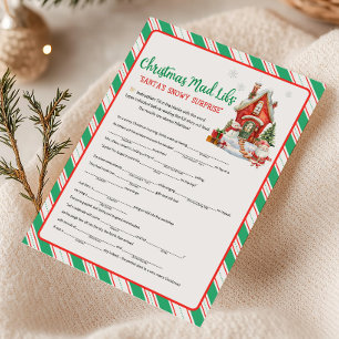 Weihnachtsfeier Mad Libs Spiel Feiertagskarte