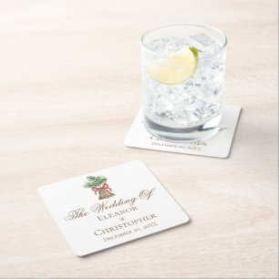 Weihnachtsfeier Minimalistischer Feiertag Hochzeit Rechteckiger Pappuntersetzer