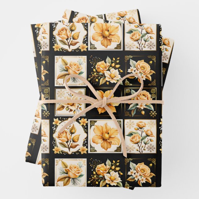 Weihnachtsfeier mit Blume Geschenkpapier Set (Beispiel)