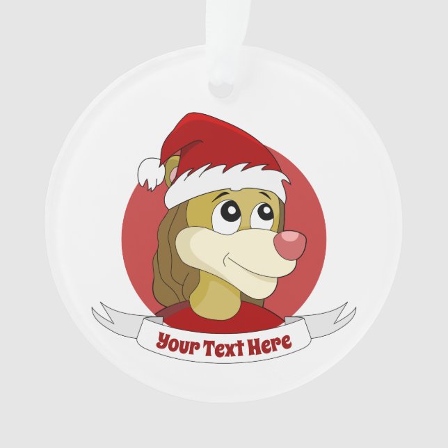 Weihnachtsfeier mit einem niedlichen Löwenschmuck Ornament (Vorderseite)