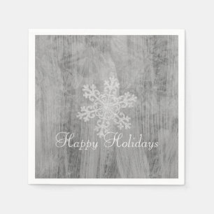 Weihnachtsfeier mit Frieden Freude und silbernen S Serviette