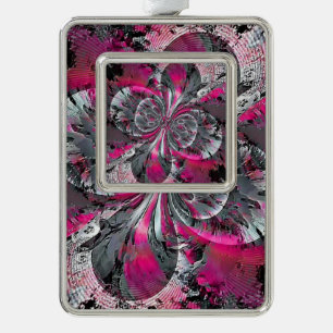 Weihnachtsfeier mit gemischten Signalen Rahmen-Ornament Silber