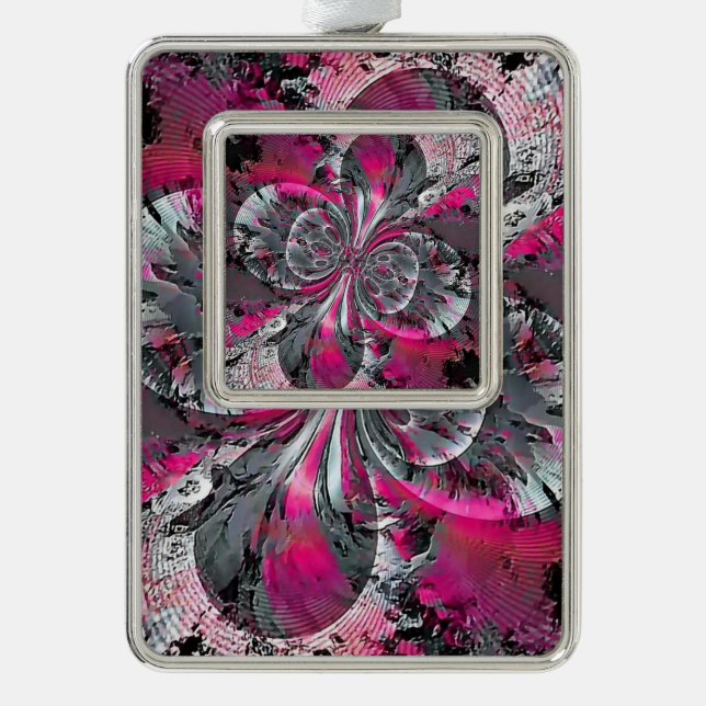 Weihnachtsfeier mit gemischten Signalen Rahmen-Ornament Silber (Vorderseite)