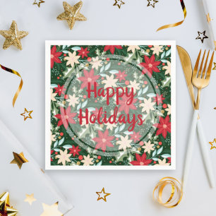 Weihnachtsfeier mit Poinsettien-Blumen Serviette