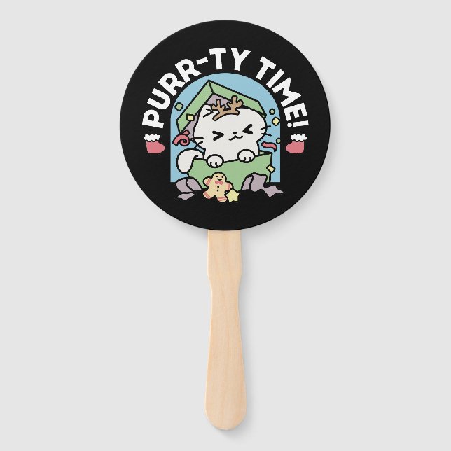 Weihnachtsfeier mit Purr-ty-Time Cat Fächer (Vorderseite)