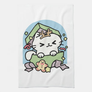 Weihnachtsfeier mit Purr-ty-Time Cat Geschirrtuch