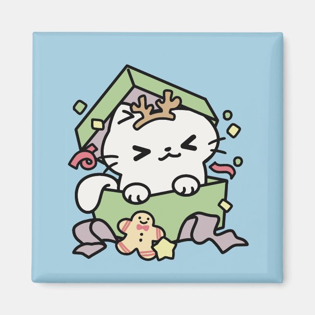 Weihnachtsfeier mit Purr-ty-Time Cat Magnet (Vorne)