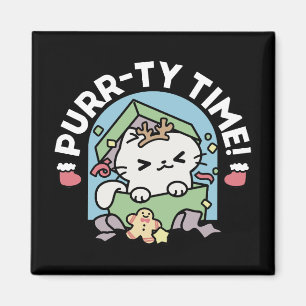 Weihnachtsfeier mit Purr-ty-Time Cat Magnet