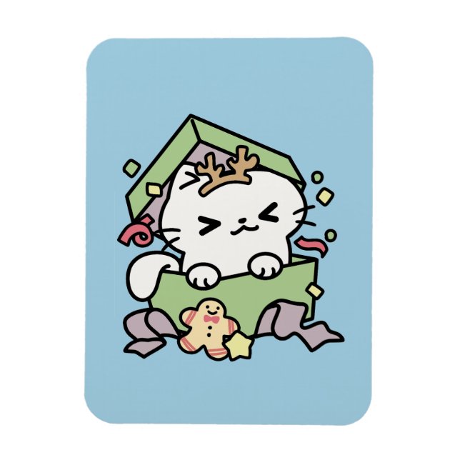 Weihnachtsfeier mit Purr-ty-Time Cat Magnet (Vertikal)
