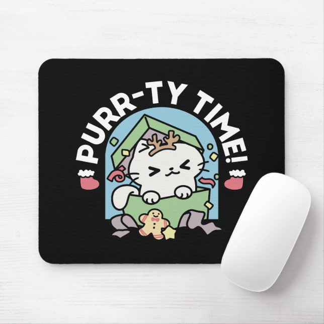 Weihnachtsfeier mit Purr-ty-Time Cat Mousepad (Mit Mouse)