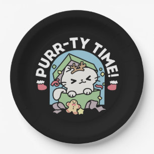 Weihnachtsfeier mit Purr-ty-Time Cat Pappteller