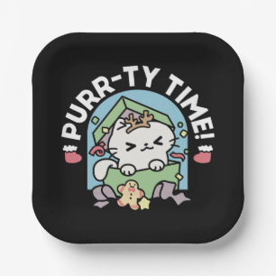 Weihnachtsfeier mit Purr-ty-Time Cat Pappteller