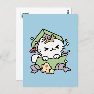Weihnachtsfeier mit Purr-ty-Time Cat Postkarte