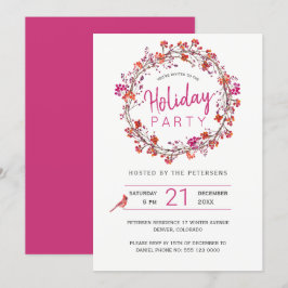 Weihnachtsfeier mit roten Beeren Einladung