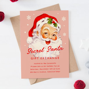 Weihnachtsfeier mit Vintage-Geheim-Santa-Geschenka Einladung