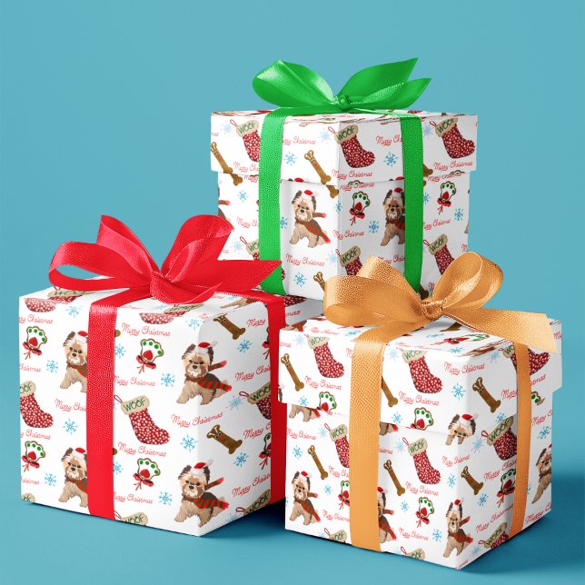Weihnachtsfeier mit Yorkie Pattern Black Geschenkpapier Set (Adorable York Christmas Wrapping Paper!)