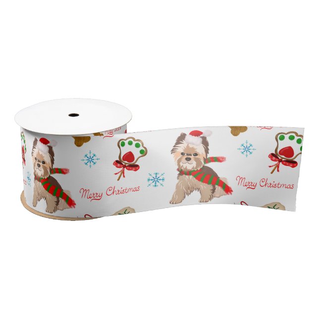 Weihnachtsfeier mit Yorkie Pattern Satinband (Spule)